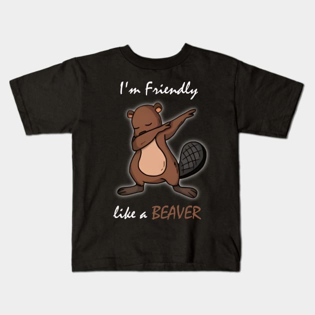 dab beaver Kids T-Shirt by Thirrin